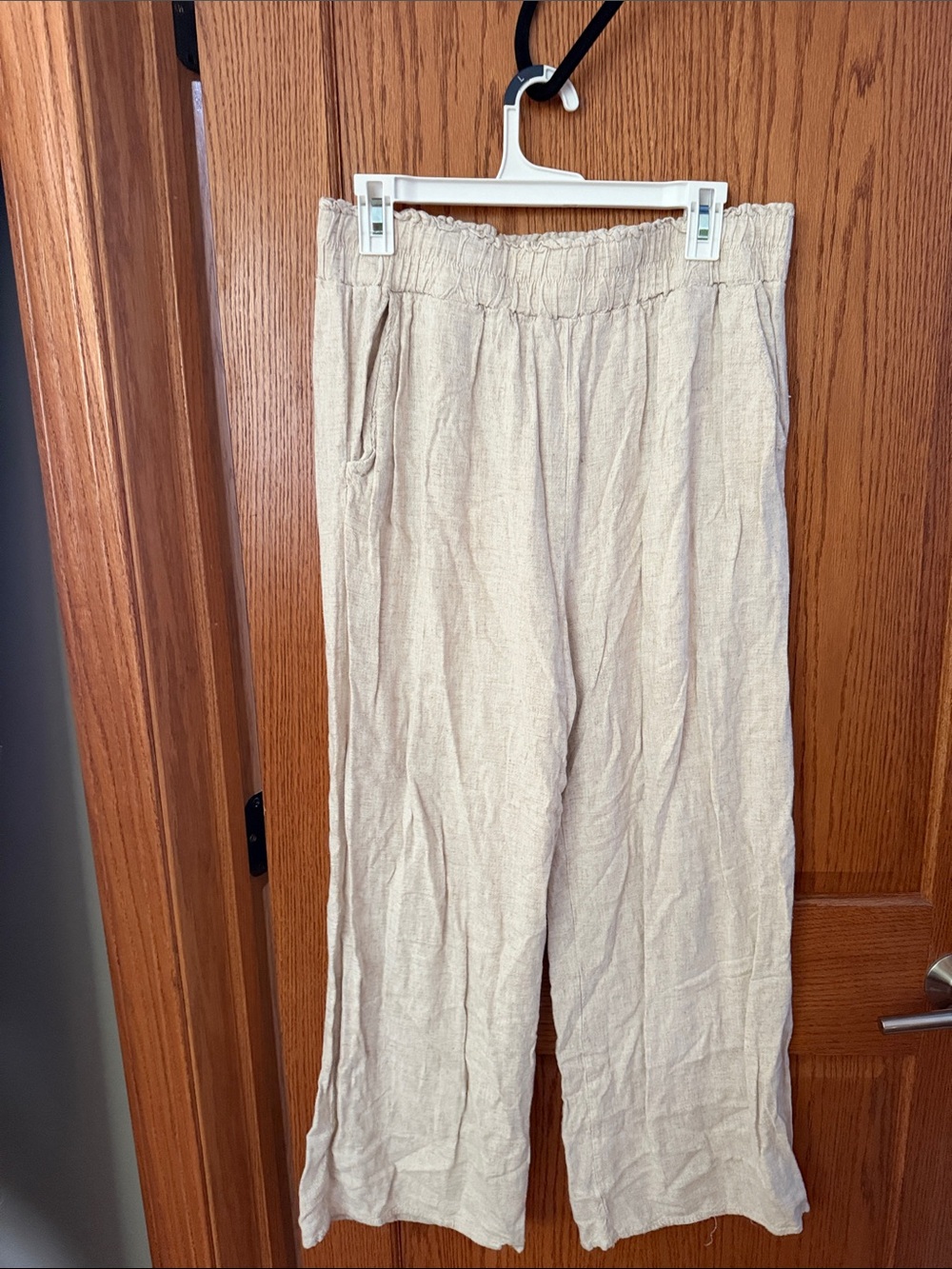 Beige linen pants